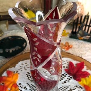 Lenox vase red and clear
